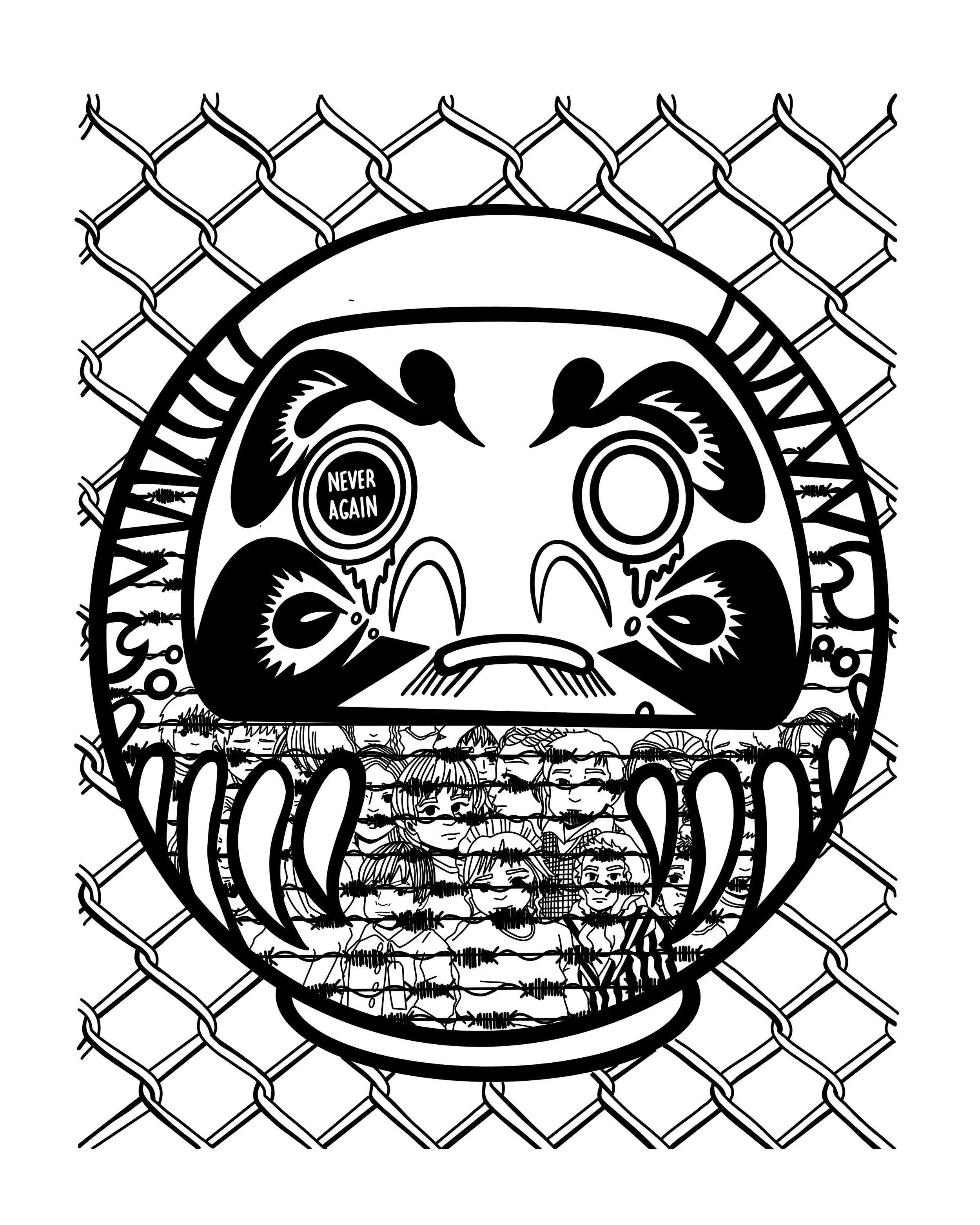Daruma's Wish to End Child Detention 16x20 Print — OKUMA JOHNSTON ART